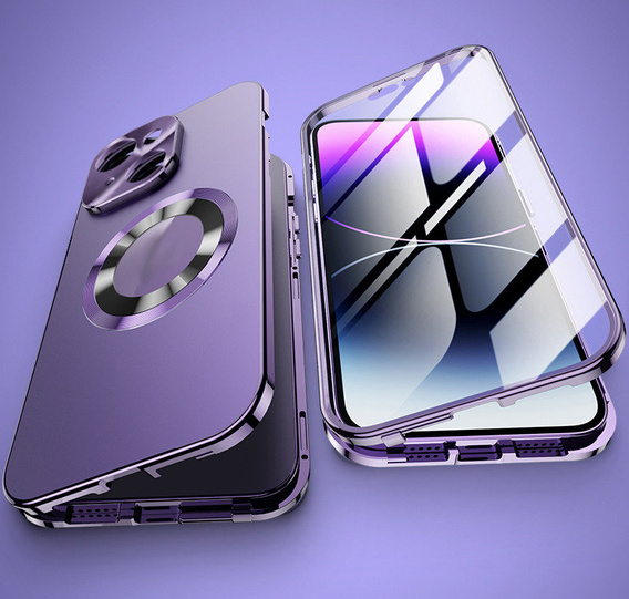 Чехол для iPhone 14, Dual Glass, для Magsafe, фиолетовый