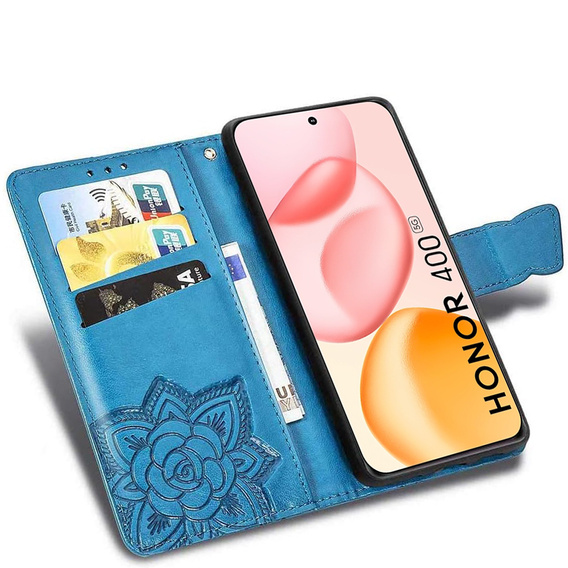 Откидной чехол для Honor 400 5G, Butterfly, синий