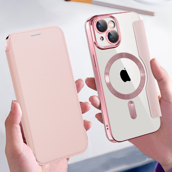 Откидной чехол для iPhone 15, RFID Wallet MagSafe CamShield, розовый