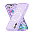 Чехол для iPhone 17, для MagSafe, глиттер, полупрозрачный фиолетовый