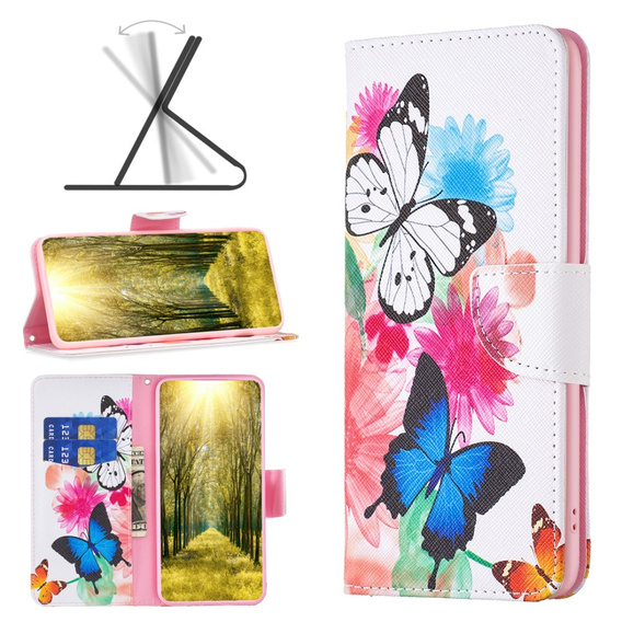 Откидной чехол для Samsung Galaxy A35 5G, Wallet, Butterflies белый