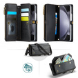 Чехол CASEME для Samsung Galaxy Z Fold6 5G, RFID Leather Wallet, с плечевым ремнем, чёрный