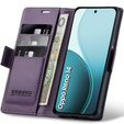 Чехол для Oppo Reno 14, ERBORD Glossy Litchi, кошелек с клапаном, фиолетовый