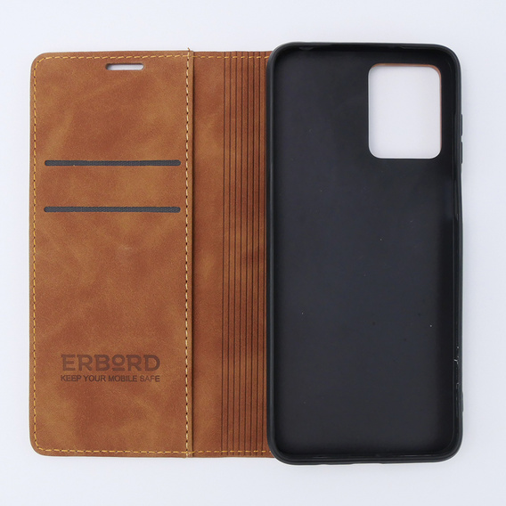 Чохол для Motorola Moto G53, ERBORD Vintage, гаманець з клапаном, коричневий
