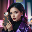 Матовий чохол для iPhone 17 Pro Max, броньований, для MagSafe, димчастий з помаранчевими боками