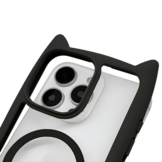 Чохол для iPhone 16 Pro, для MagSafe, Cute Cat, чорний + захисне скло