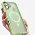 Чохол для iPhone 16 Plus, для MagSafe, ERBORD Matt Case, світло-зелений + захисне скло