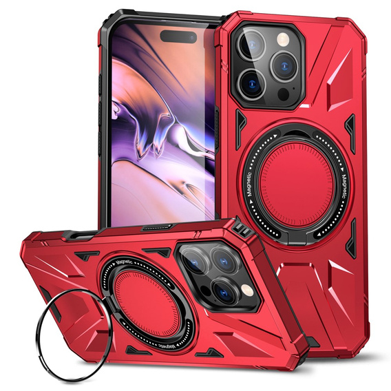 Чохол для iPhone 16 Pro, броньований з підставкою та ручкою, червоний