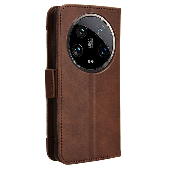 Откидной чехол для Xiaomi 14 Ultra, Card Slot, коричневый