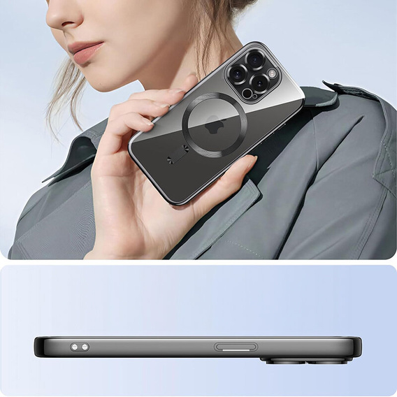 Чохол для iPhone 16 Pro Max, Electro MagSafe, чорний + Скло на екран