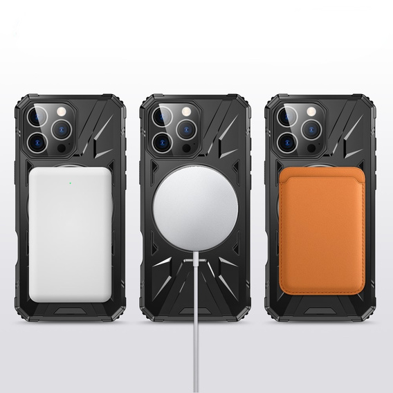 Чохол для iPhone 16 Pro Max, броньований з підставкою та ручкою, чорний