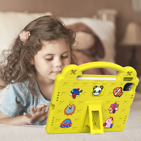 Дитячий чохол для планшета iPad 10.9 2022 10 Gen, Cute Patterns, з підставкою, жовтий