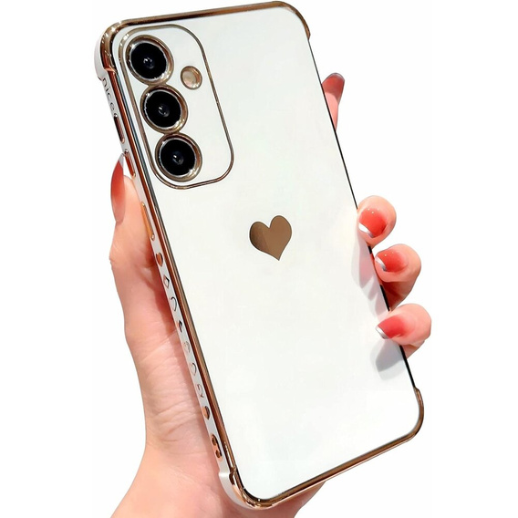 Чехол для Samsung Galaxy A25 5G, Electro heart, белый + полное клеевое керамическое стекло