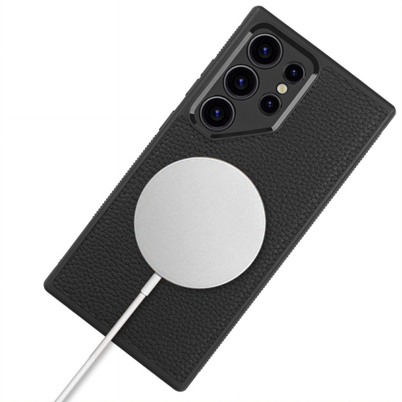 Кожаный чехол для Samsung Galaxy S24 Ultra, ERBORD LeatherGuard MagSafe, черный