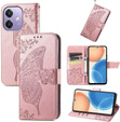 Откидной чехол для Oppo A40 / Oppo A40m, Butterfly, розовый rose gold