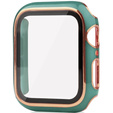 2в1 чехол и защитное стекло для часов Apple Watch 4/5/6/SE 44mm, Green / Gold