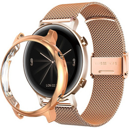 Металический браслет с чехлом для часов Huawei Watch GT 3 42mm, Rose Gold