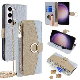 Чохол-книжка для Samsung Galaxy S23, Wallet Zipper Pocket, з дзеркалом, м'яти