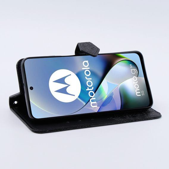 Чохол-книжка для Motorola Moto G54 5G, Mandala, чорний
