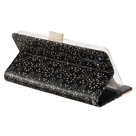 Чохол-кришка для Samsung Galaxy A25 5G, Wallet Pocket Zipper Lace, чорний
