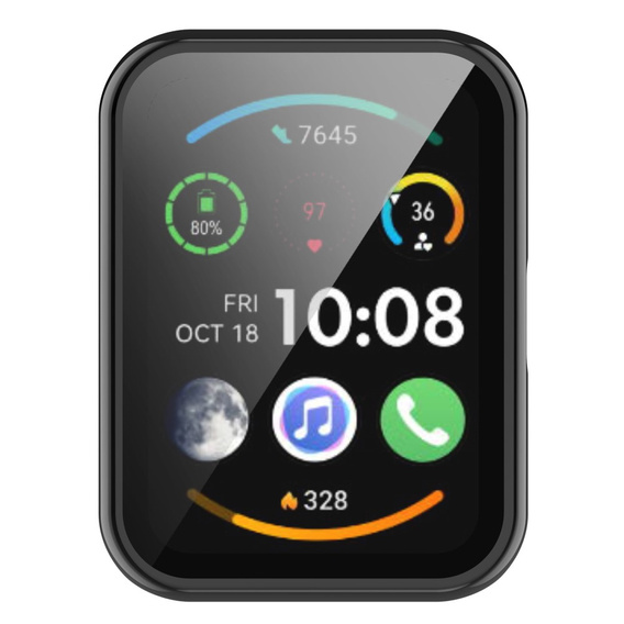 Чехол 2 в 1 + закаленное стекло для Huawei Watch Fit / Fit SE, чёрный