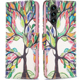 Откидной чехол для Samsung Galaxy A25 5G, Wallet, tree of life, белый + 9H стекло 