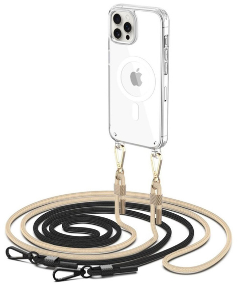 Чохол з ремінцем для iPhone 16 Pro Max, ERBORD MagSafe, прозорий + захисне скло
