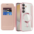 Чохол-книжка для Samsung Galaxy S24 FE, RFID Wallet MagSafe CamShield, рожевий