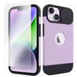Чохол ERBORD MagSafe Cam Slider, фіолетовий + скло для екрану для iPhone 13 / iPhone 14