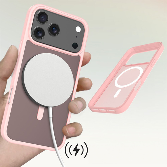 Матовий чохол для iPhone 17 Pro, для MagSafe, напівпрозорий рожевий