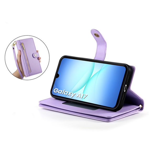 Флип-кейс Wallet Zipper Pocket для Samsung Galaxy A17 5G, Wallet Zipper Pocket, фиолетовый