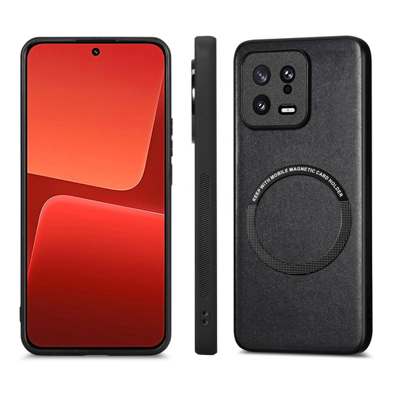 Чехол до Xiaomi 13, Leather Hybrid MagSafe, чёрный