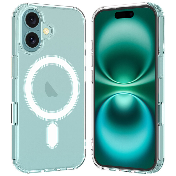 Магнитный чехол MagSafe для iPhone 16, ERBORD CrystalMag, Clear + стекло для экрана
