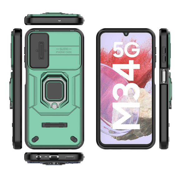 Чохол для Samsung Galaxy M34, KickStand Camera Lens, зелений