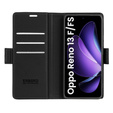 Чохол для Oppo Reno 13F / Oppo Reno 13FS, ERBORD Glossy Litchi, гаманець з клапаном, чорний