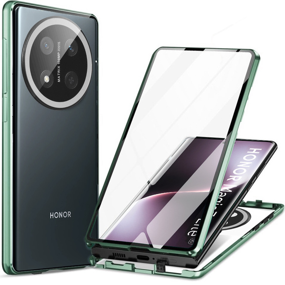Чехол для Honor Magic 7 Lite, Magnetic Dual Glass, зелёный