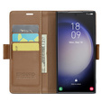 Чохол для Samsung Galaxy S24 Ultra, ERBORD Glossy Litchi, гаманець з клапаном, коричневий