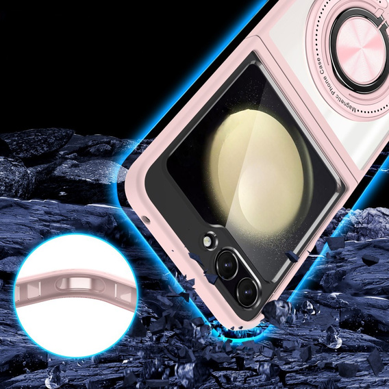 Чохол для Samsung Galaxy Z Flip7 FE / Z Flip6, Corners Dropproof, для MagSafe, прозорий / рожевий