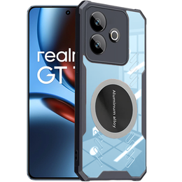 Чехол для Realme GT 7 / 7T, с магнитной пластиной, прозрачный / черный