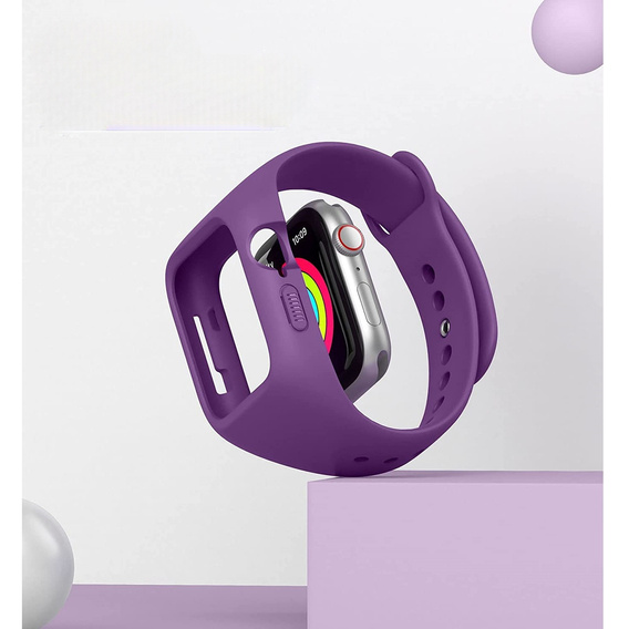 Ремень + чехол Suritch для Apple Watch 4/5/6/7/8/SE 44/45mm, фиолетовый