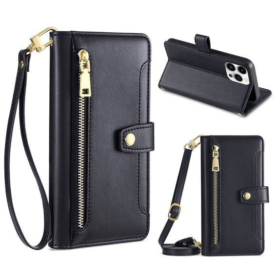 Чохол-книжка для iPhone 15 Pro, Wallet Zipper Pocket, чорний