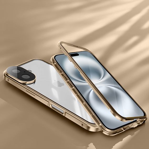 Чохол для iPhone 16, Magnetic Dual Glass, золотий