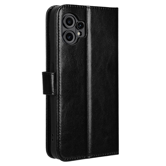 Футляр з клапаном для CMF Nothing Phone 2 Pro, Crazy Horse Wallet, чорний