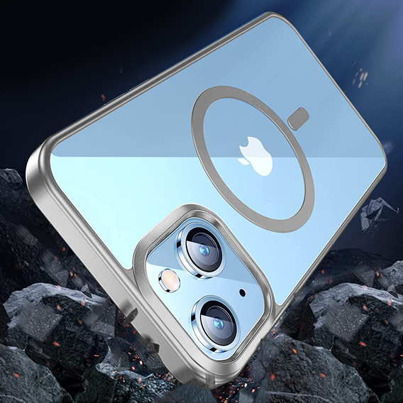 Чехол до iPhone 14, ERBORD Hybrid MagSafe Case, серебряный