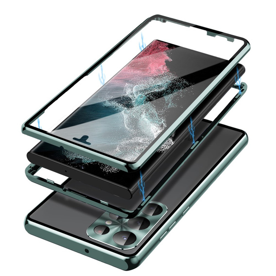 Чехол для Samsung Galaxy S23 Ultra, Magnetic Dual Glass, зелёный