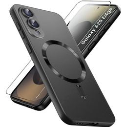 Чохол для Samsung Galaxy S25 Edge, ColorMag, для MagSafe, чорний + загартоване скло 9H