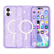Чехол для iPhone 17, для MagSafe, глиттер, полупрозрачный фиолетовый