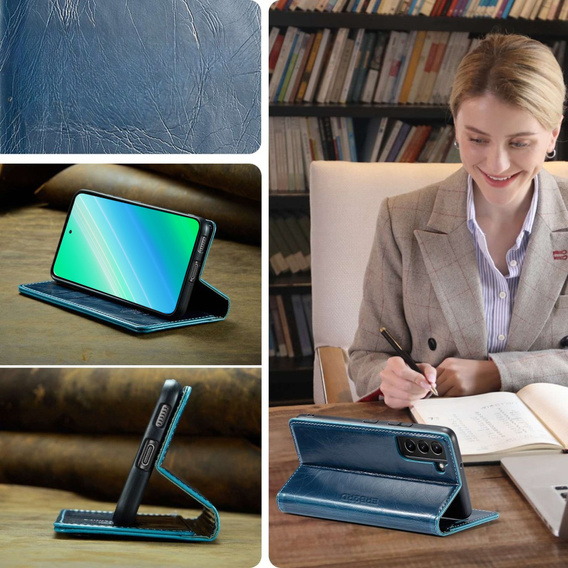 Откидной чехол для Samsung Galaxy S23, ERBORD Waxy Wallet, синий