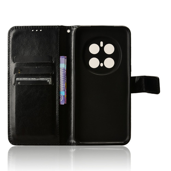 Откидной чехол для Honor Magic 7 Pro, Crazy Horse Wallet, чёрный