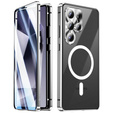Магнітний чохол Dual Glass MagSafe для Samsung Galaxy S25 Ultra, сріблястий